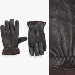 UGG Mens Brown Genuine Leather Fur Lined Glove